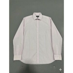 John Varvatos USA Slim Fit Dress Shirt Men's 16 34/35 Pink White Pinstripe